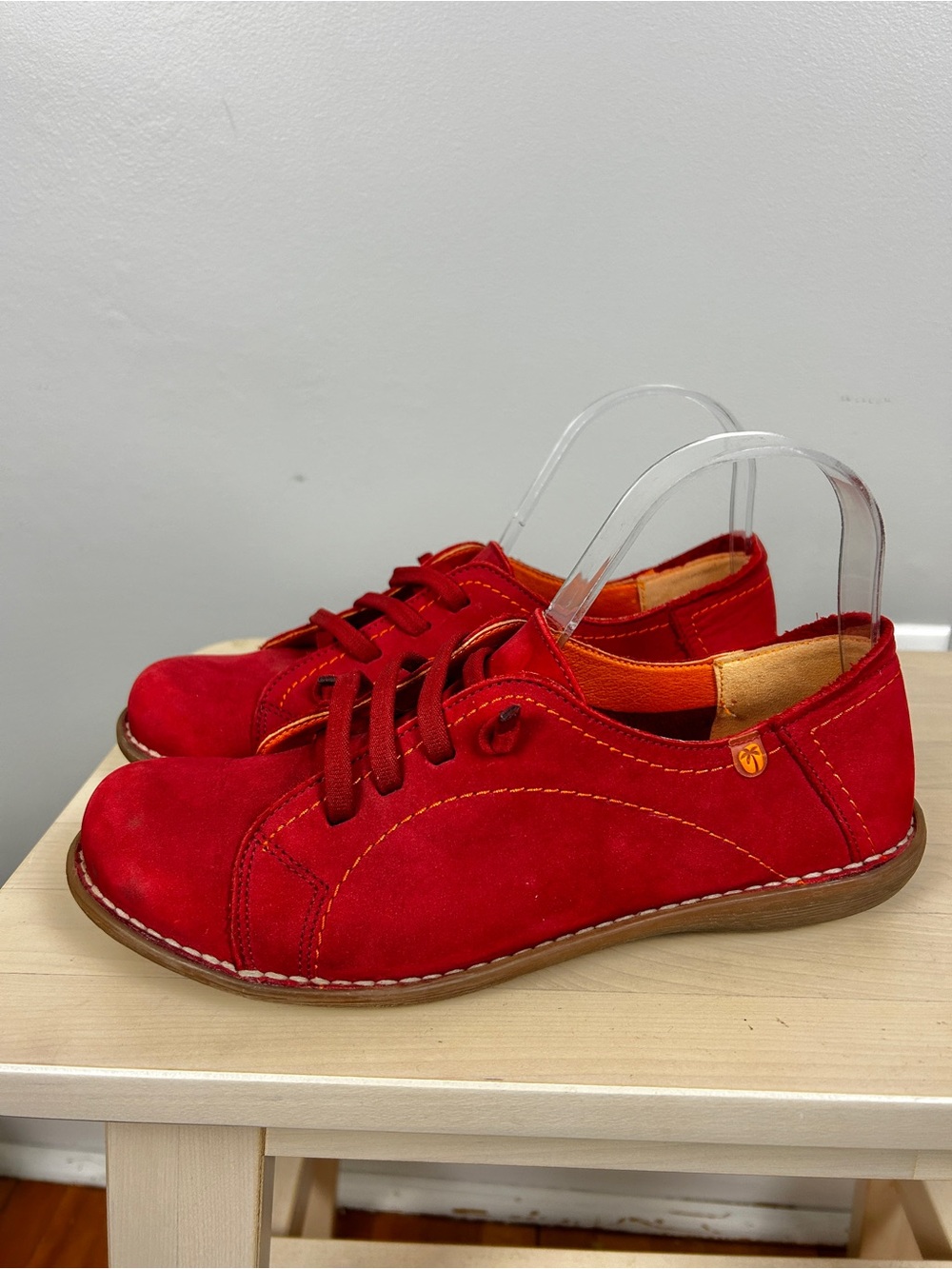 JUNGLA Red Leather Comfort Sneakers 38 Made in Spain Slip On